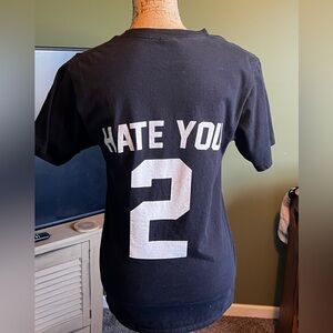 Black Graphic Tee with "HATE YOU" and Number 2
